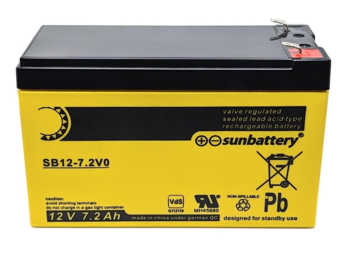 SUN Battery SB12-7.2V0 12V 7,2Ah Blei Akku AGM mit VdS